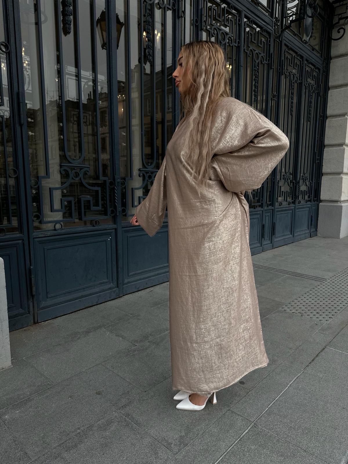 Abaya brillante ample rose gold