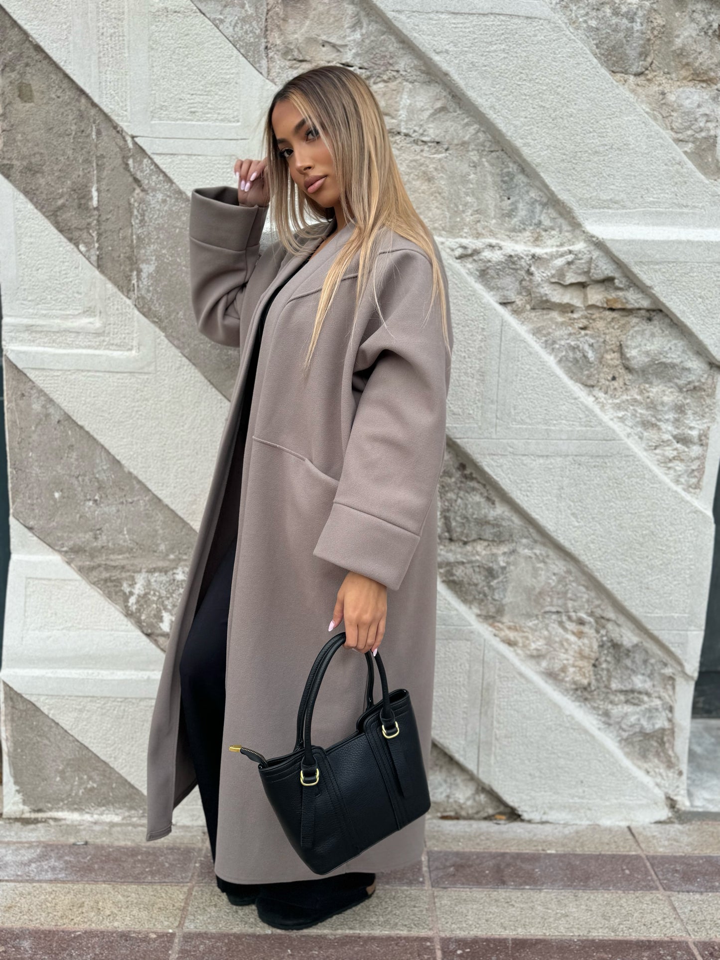 Manteau long taupe