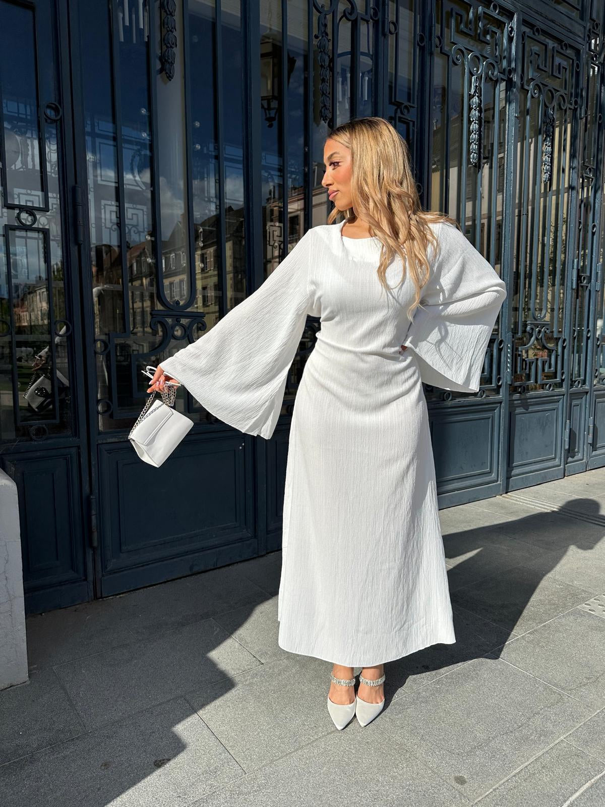 Robe longue cintrée grise