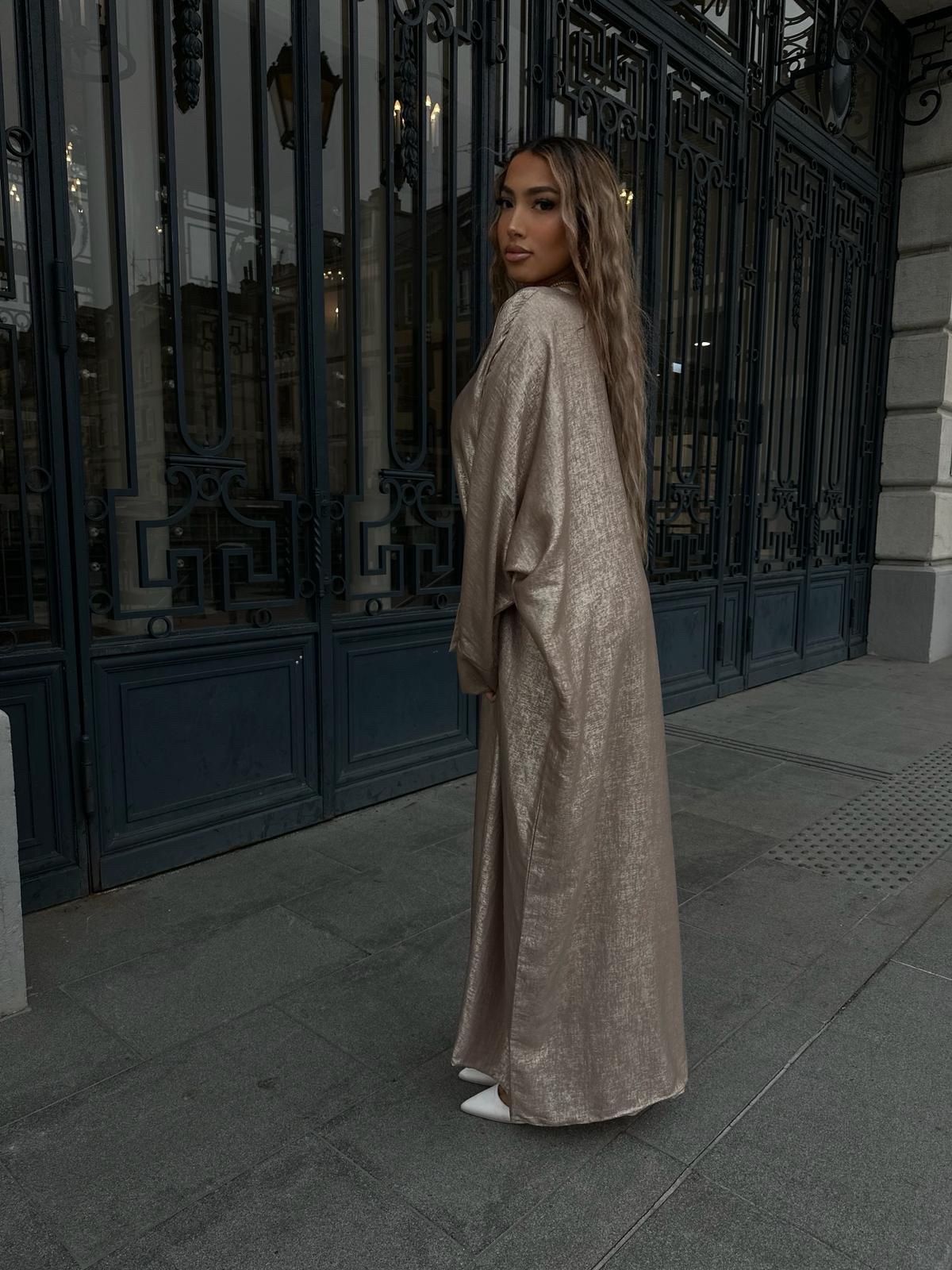 Abaya brillante ample rose gold