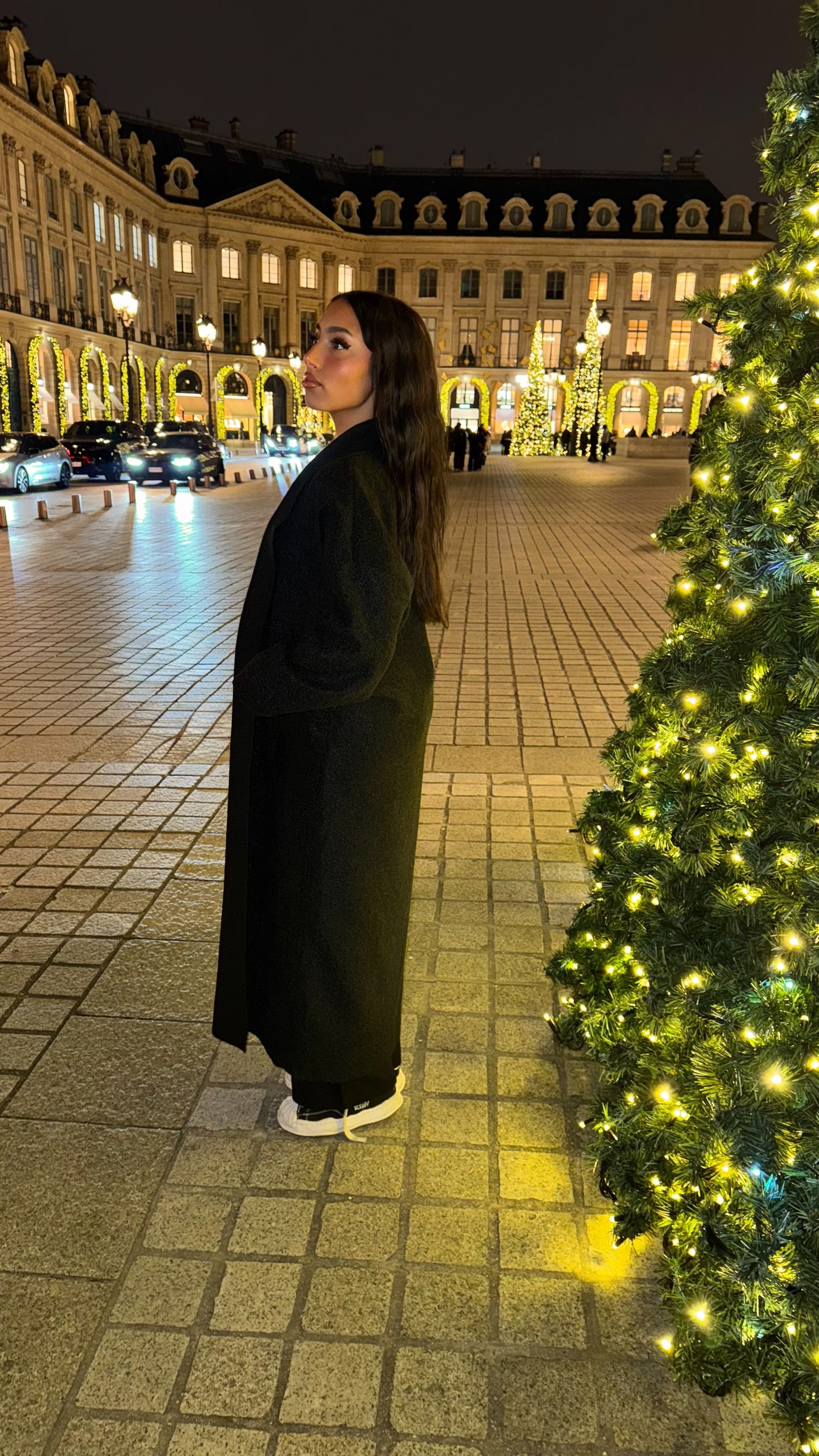 Manteau long texturé noir