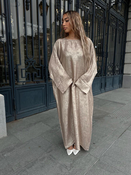 Abaya brillante ample rose gold